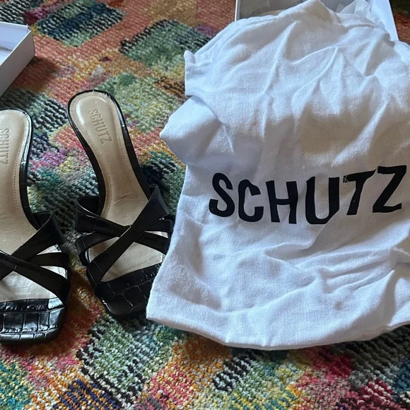 SCHUTZ Chocolate Brown Kitten Heel Sandals - Picture 3 of 5